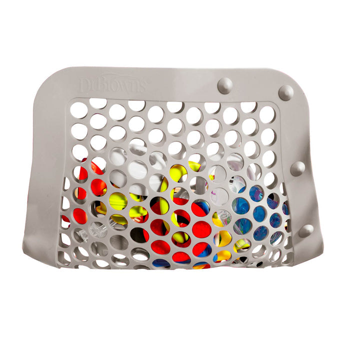 Gray dishwasher bag filled with baby products