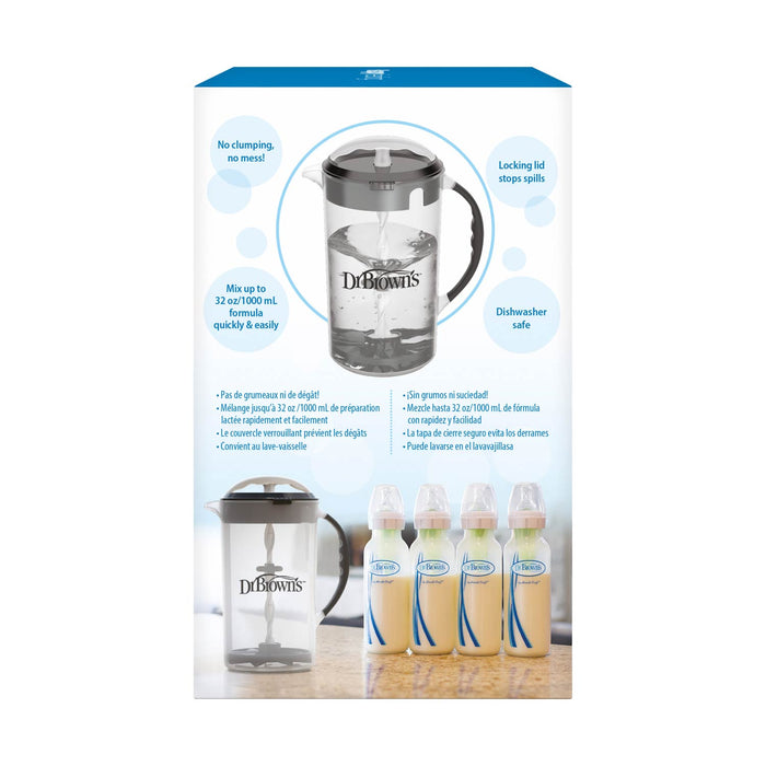 Dr. Brown's black Formula Mixing Pitcher packaging with a mixing pitcher and bottles