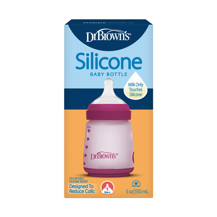 Dr. Brown's silicone wide-neck baby bottle packaging