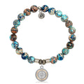 Earth Jasper Stone Bracelet with North Star Sterling Silver Charm