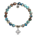Earth Jasper Stone Bracelet with Stronger Together Sterling Silver Charm