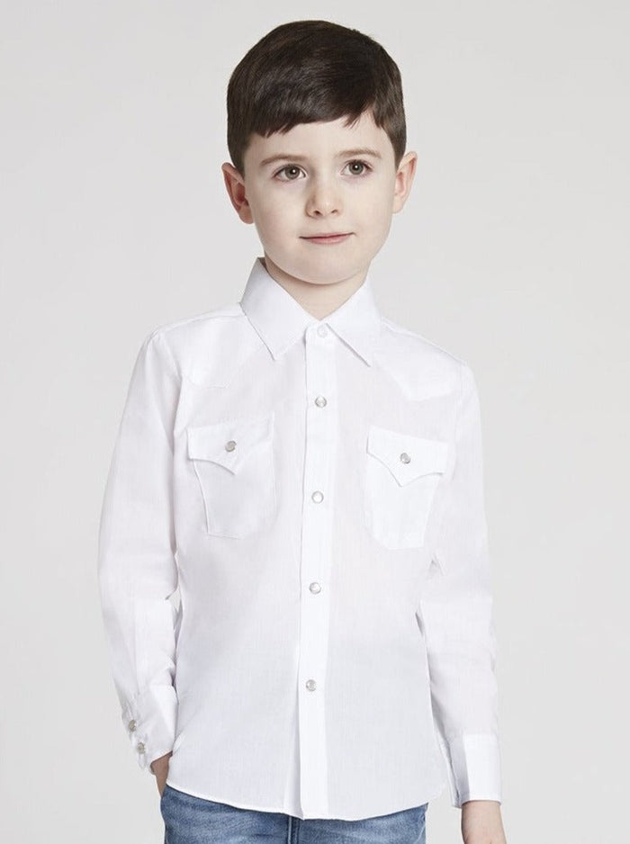 ELY Cattleman Boys White Western Shirt
