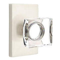Emtek Modern Square Crystal Knob with Modern Rectangular Rosette in Satin Nickel