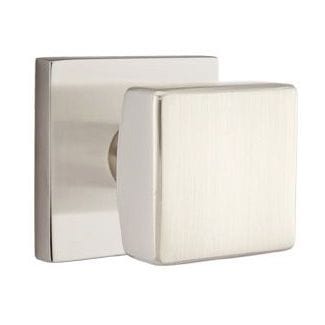 Emtek Square Knob with Square Rosette in Satin Nickel