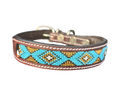 Epic Padded Leather Dog Collar with Beaded Design O