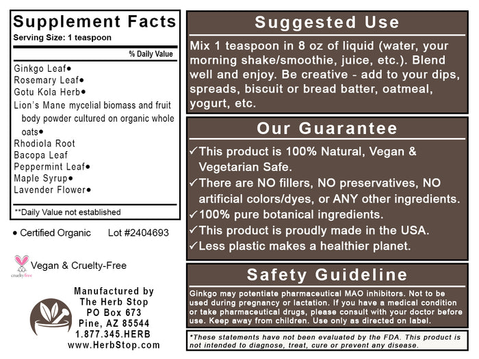 Expanded Memory Powder - Back Label