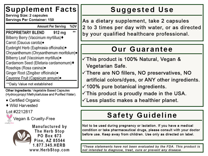 Eye Formula Capsules Label - Back