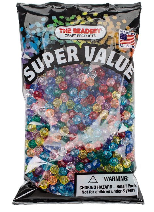 FACETED BEADS: 6MM ASSORTED  1080 PACK - Creative Kids