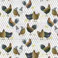 Farmall Farm Roosters & Chickens Cotton Fabric