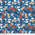 FFA Forever Blue 2 Animals Blue Cotton Fabric