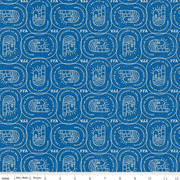 FFA Forever Blue 2 Farm Patch Blue Cotton Fabric