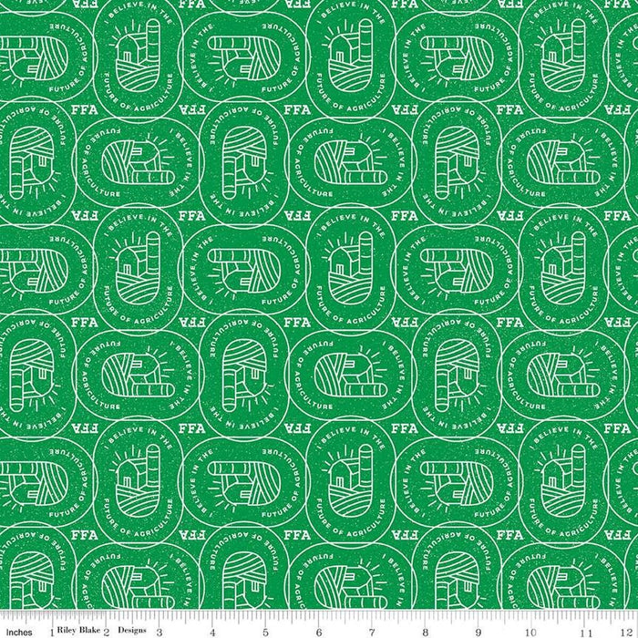 FFA Forever Blue 2 Farm Patch Green Cotton Fabric