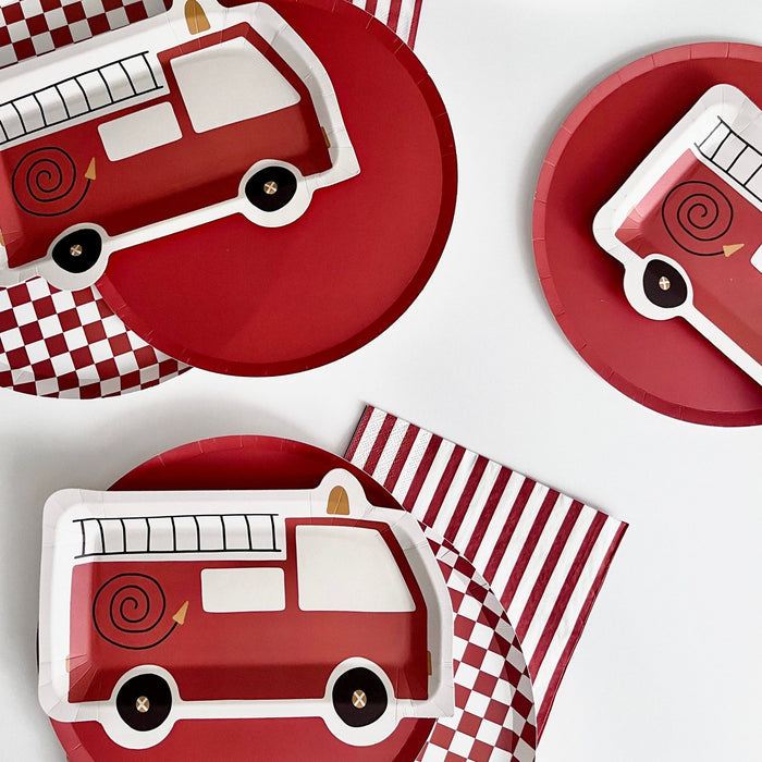 Fire Truck Paper Party Plates 8" - bubblegum market