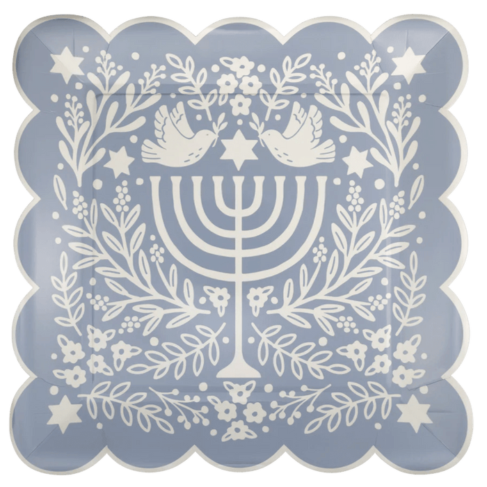 Floral Menorah Hanukkah Plates 10" - bubblegum market