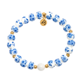 Floral Moments Bracelet- Blue Painted Porcelain Beads