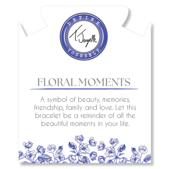 Floral Moments Bracelet- Blue Painted Porcelain Beads