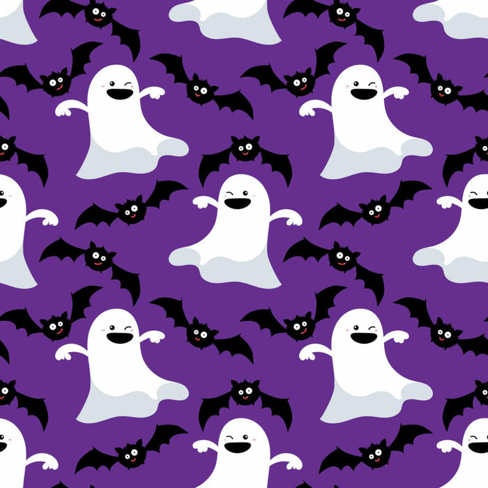 Ghostly Allover - Purple Cotton Fabric