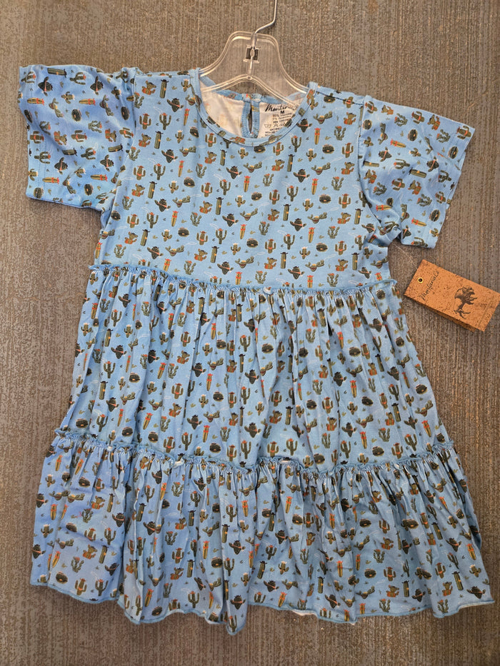 Girl's Blue Cactus Dress - Montana Co