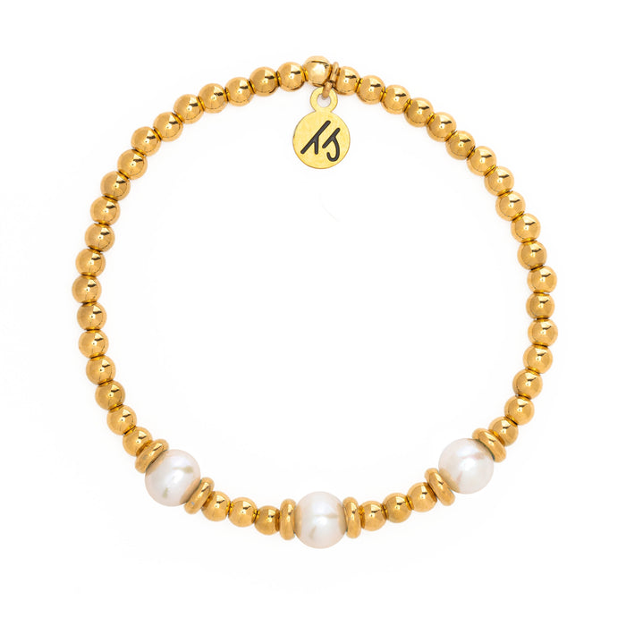 Gold Affirmations Collection- I am Blessed Pearl Bracelet
