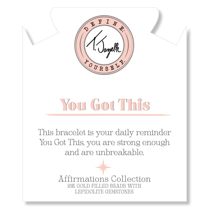 Gold Affirmations Collection- You Got This Lepidolite Bracelet