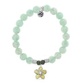 Green Angelite Stone Bracelet with Flower of Positivity Sterling Silver Charm