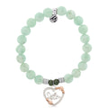 Green Angelite Stone Bracelet with Heart Sister Sterling Silver Charm