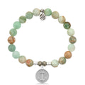 Green Quartz Stone Bracelet with Anchor Sterling Silver Charm