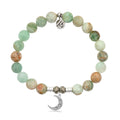 Green Quartz Stone Bracelet with Friendship Stars Sterling Silver Charm