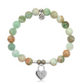 Green Quartz Stone Bracelet with Love Lock Sterling Silver Charm