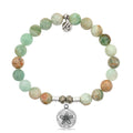 Green Quartz Stone Bracelet with Sand Dollar Sterling Silver Charm