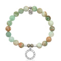 Green Quartz Stone Bracelet with Timeless Sterling Silver Charm