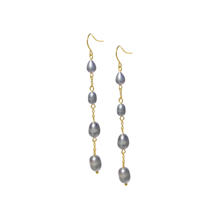 Grey Pearl 4 Drop Earrings