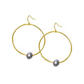 Grey Pearl Hoop Earrings