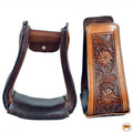 HILASON - Horse Western Saddle Stirrup Leather Floral Stirrups Pair