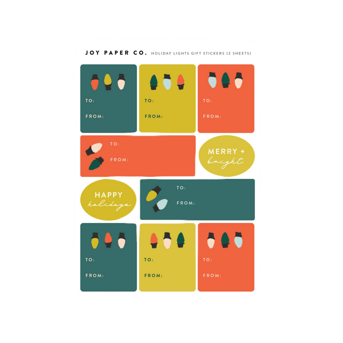 Holiday Lights Gift Tags & Stickers (20ct) - bubblegum market