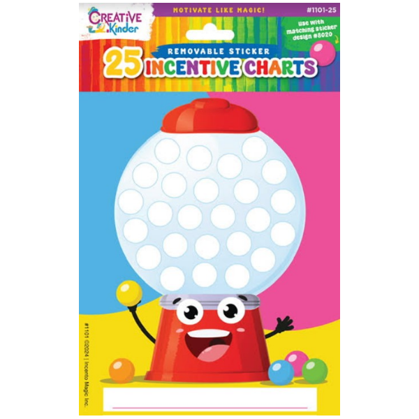 INCENTIVE CHART - ANIMATED GUM BALL MACHINE - 25 SHEETS - Creative Kids