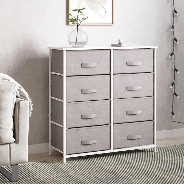 JOOLIHOME Fabric Storage Cabinet with Wooden Top and Metal Frame 4 Tier-8 Drawer