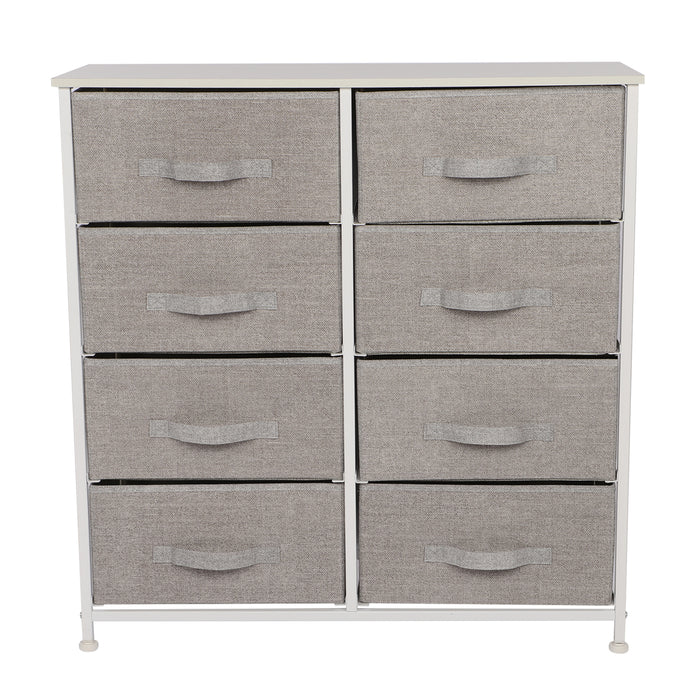 JOOLIHOME Fabric Storage Cabinet with Wooden Top and Metal Frame 4 Tier-8 Drawer