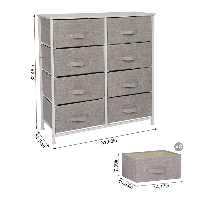JOOLIHOME Fabric Storage Cabinet with Wooden Top and Metal Frame 4 Tier-8 Drawer