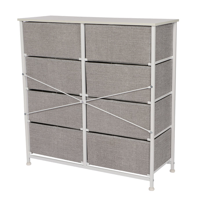JOOLIHOME Fabric Storage Cabinet with Wooden Top and Metal Frame 4 Tier-8 Drawer