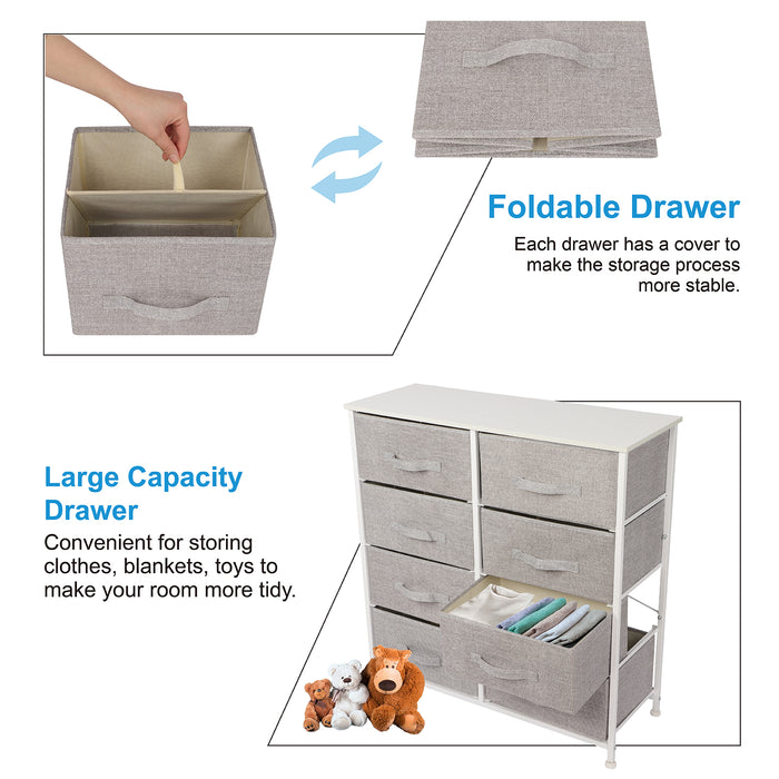 JOOLIHOME Fabric Storage Cabinet with Wooden Top and Metal Frame 4 Tier-8 Drawer