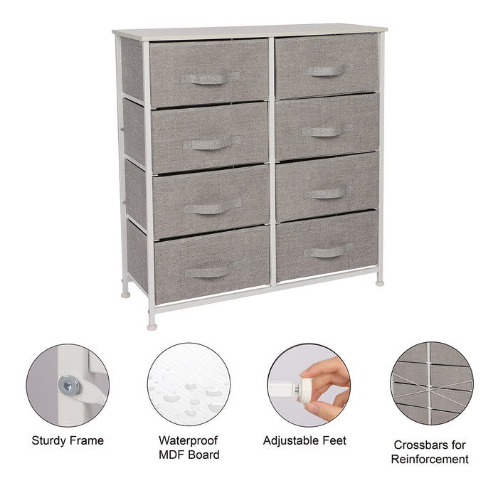 JOOLIHOME Fabric Storage Cabinet with Wooden Top and Metal Frame 4 Tier-8 Drawer