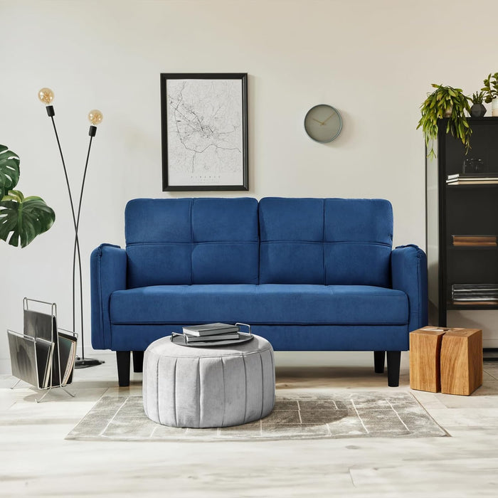 Joolihome Modern 2 Seater Sofa Faux Lambswool Blue