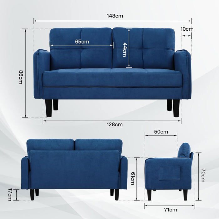 Joolihome Modern 2 Seater Sofa Faux Lambswool Blue