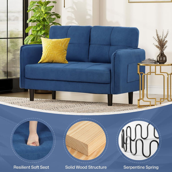 Joolihome Modern 2 Seater Sofa Faux Lambswool Blue