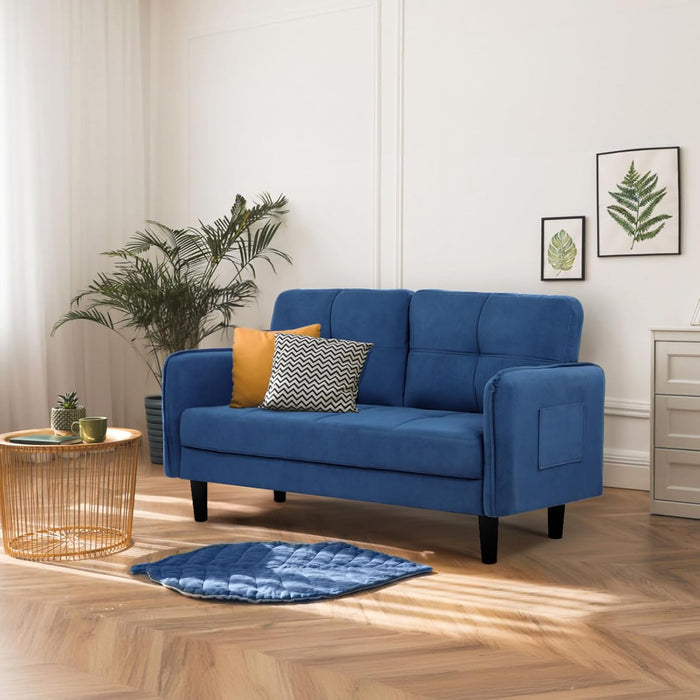 Joolihome Modern 2 Seater Sofa Faux Lambswool Blue