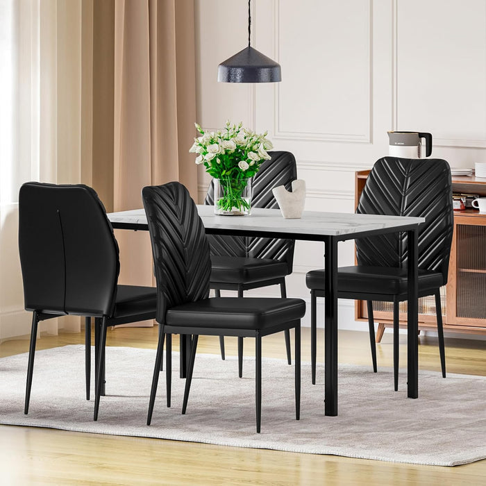 Joolihome Modern PU Dining Chairs with Leaf Back Set of 4
