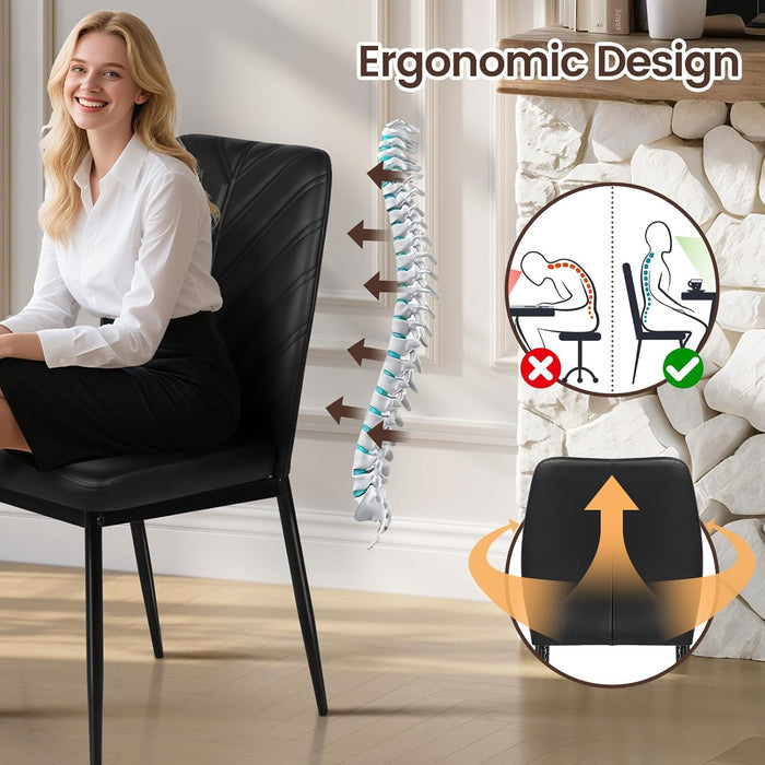Joolihome Modern PU Dining Chairs with Leaf Back Set of 4