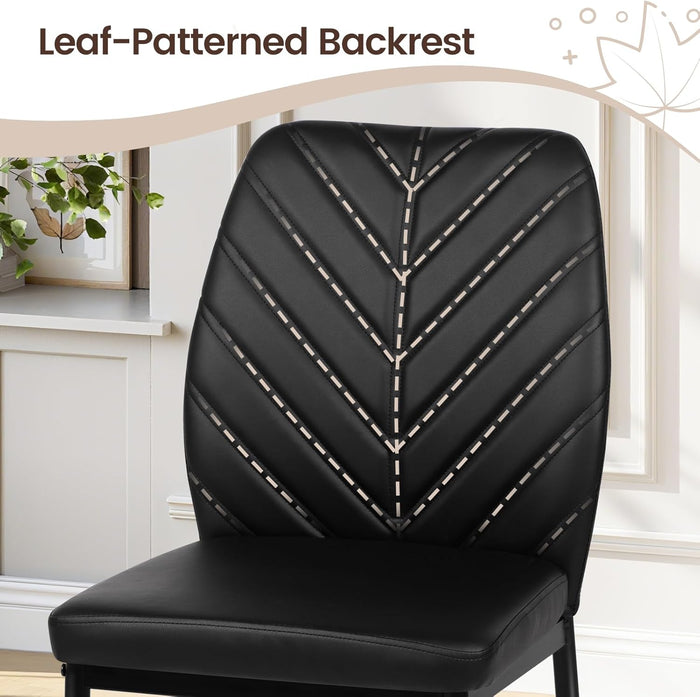 Joolihome Modern PU Dining Chairs with Leaf Back Set of 4
