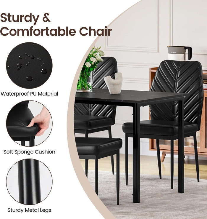 Joolihome Modern PU Dining Chairs with Leaf Back Set of 4